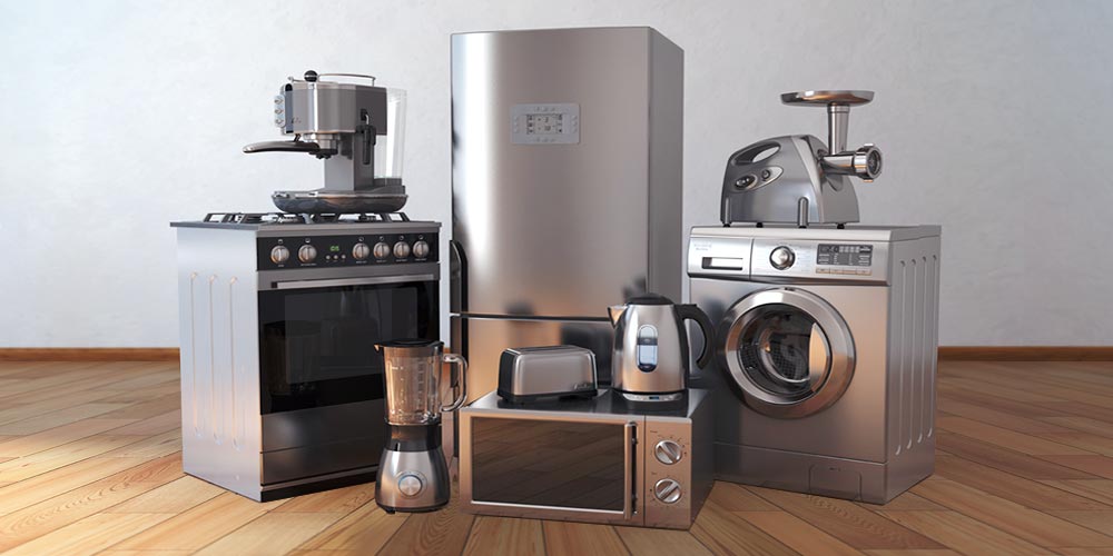 appliances on wood floor