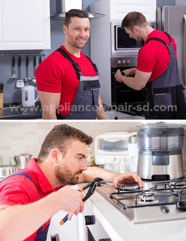 Technician doing appliance repair San Diego
